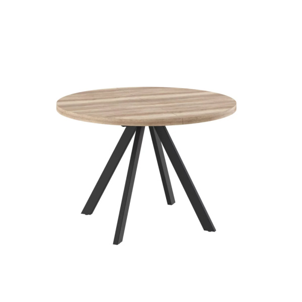 Стол RONDO-110, круглый раздвижной 110(145), ДУБ КАНЬОН/ЧЕРНЫЙ